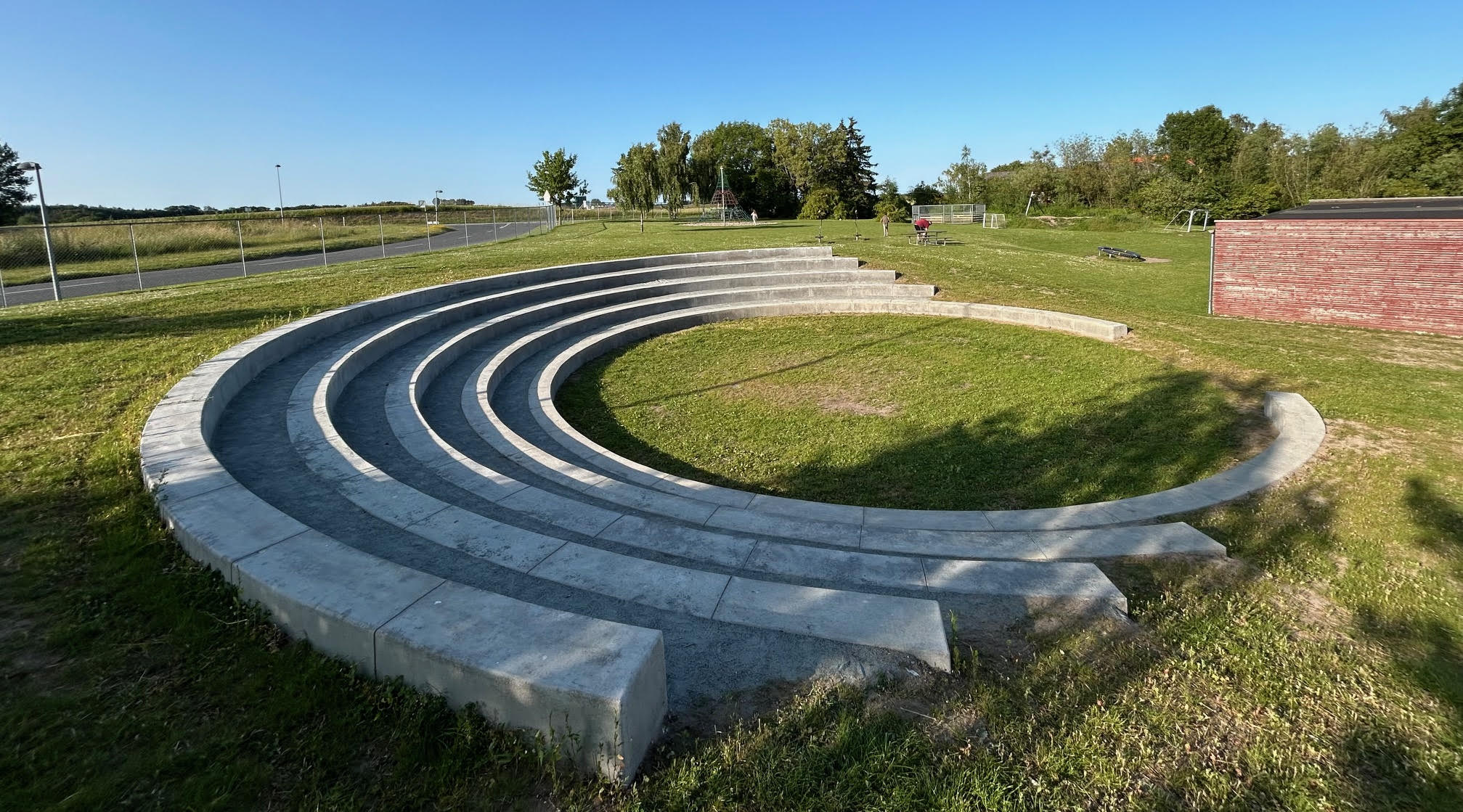 Concrete amphitheater seating poured on site